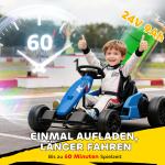 Elbil Gokart 24V Blå Plast och Metall för Barn 6–12 År Elektrisk Bil med Driftläge och Musik Justerbar Sits Säker Körning