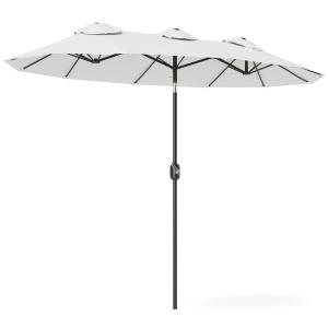Parasoll för Trädgård med Vevmekanism och Vinklingsbar Topp för Solskydd Hållbar och Stabil Krämfärgad Polyester och Stål 295 x 152 cm