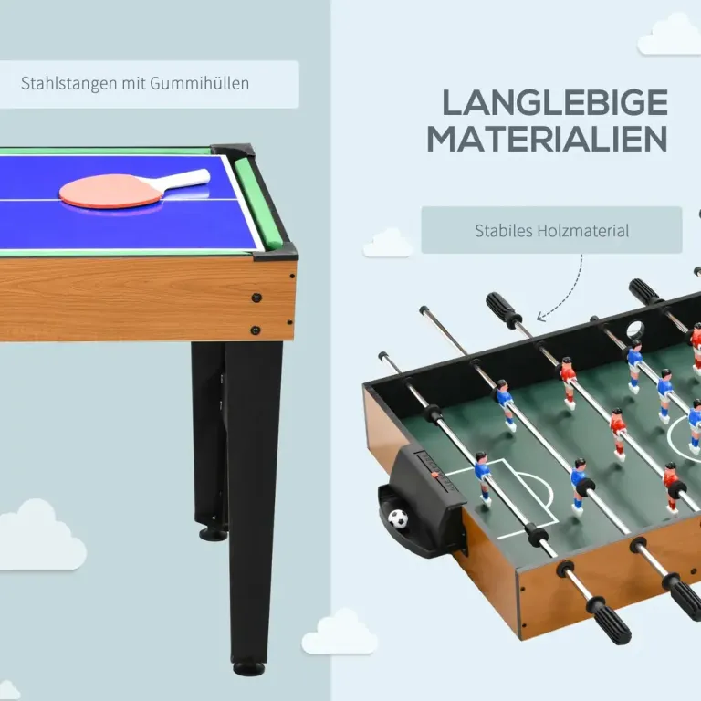 Multispelbord Natur Svart av Stål och MDF för Barn