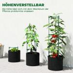 Odlingslåda med Spaljé 3 Delar Grön Tyg och Metall för Tomater och Klätterväxter Växtstöd för Trädgård och Balkong Trekantig Design 120 cm