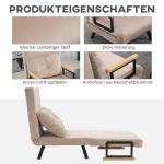 Bäddsoffa Gästsäng Beige av Sammet och Trä för Vardagsrum Relaxstol med Sängfunktion och Justerbart Ryggstöd 63 x 73 x 81 cm