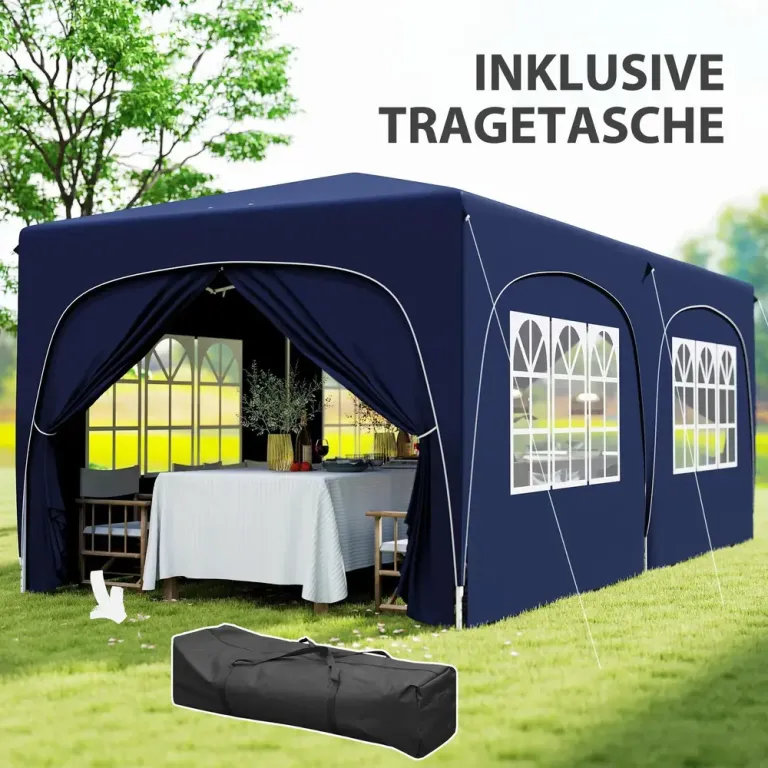Trädgårdspaviljong Pop-up Partytält Vit av Polyester 3 x 6 m
