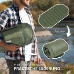 Sovsäck Camping Täcke Grön av Taft och Polyester för Vuxna 3-4 Säsonger Vikbar Sovsäcksfilt med Bärväska Utomhus