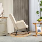 Gungstol Relaxstol Beige av Manchesterlook och Trä för Sovrum Bekväm Fåtölj med Medar