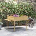 Upphöjd Säng Odlingslåda Natur av Trä för Örter och Blommor Hopfällbar Kall Ram med 12 Avdelare och Fiberduk 122 x 91,5 x 89 cm
