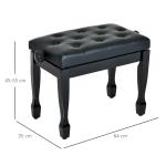 Höjdjusterbar Pianopall med Konstläderkudde, Keyboardpall för Klaviatur, 64 x 35 x 45–55 cm, Svart