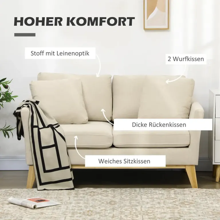 2-Sits Soffa i Tyg Klädd 137 cm Beige