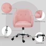 Ergonomisk Hemkontorsstol med Gungfunktion i Teddy Velvet Look, Rosa, 56x61x86 cm