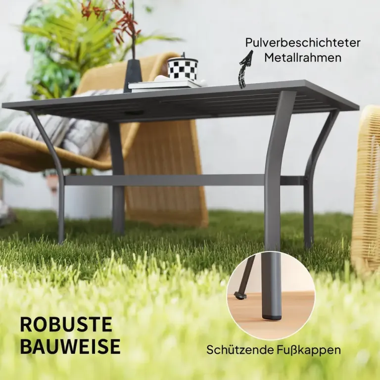 Sidobord Balkongbord med Lamelldesign 91,5 x 55 x 45 cm