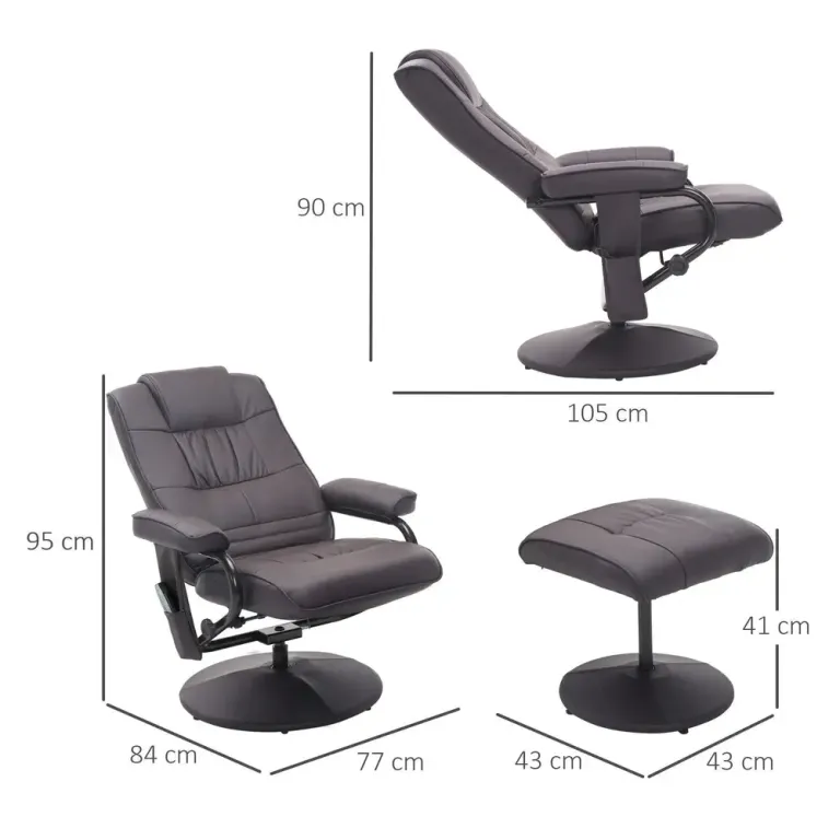 Massagestol TV-Stol Brun av Konstläder och Metall Elektrisk