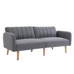 Bäddsoffa 2-Sits i Linnetyg, Kompakt Soffa som Bäddas ut till Säng, Praktisk Gästsäng för Små Utrymmen, Grå, 173 x 75 x 73 cm