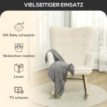 Gungstol Amningsstol Beige av Sammetslook och Trä för Sovrum Bekväm Fåtölj med Armstöd Relaxstol