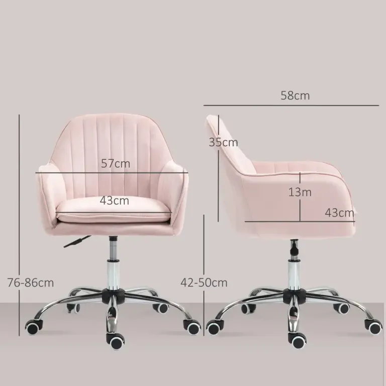 Kontorsstol med Rygg och Armstöd Rosa