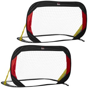 Fotbollsmål Pop-up 2-Pack, Hopfällbara Minimål med Nät, Rolig Träning för Barn i Trädgården, Svart, 186 x 90 x 89 cm