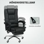 Massagestol Kontorsstol med Massagefunktion, Fotstöd och Höjdjusterbar, Svart, 64x70x118 cm