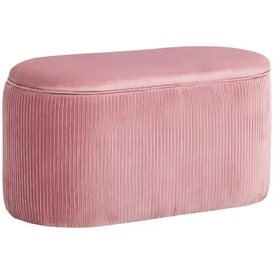 Rosa Klädd Bänk med Förvaringsutrymme 81 x 40 x 41 cm