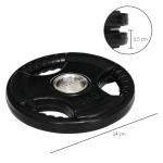 Viktskivor med Handtag 2-Pack, Gummerade Vikter för Skivstång, Skonsamma mot Golv, Svart, 2 x 5 kg