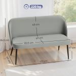 Soffa 2-sits Modern Grå Sammet och Metall för Vardagsrum Bekväm Polstrerad Design med Träram och Mjuk Sits 117 cm
