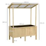 Kallbänk Odlingslåda Natur av Trä och PC för Trädgård och Balkong Upphöjd med Lock och Fiberduk 110 x 60 x 152 cm