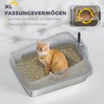 Kattlåda i Rostfritt Stål med Hög Kant Grå Metall för Katter Upp till 7 kg Hygienisk och Luktfri Öppen Toalett med Spade Hållbar och Lättstädad 60 cm