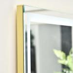 Väggspegel med LED-Belysning, Modern Spegel med Aluminiumram, Elegant Inredning för Badrum och Sovrum, Silver/Guld