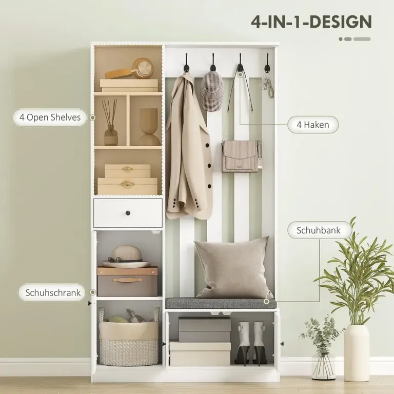 Skobänk Sittbänk med Skoförvaring och Dyna för Entré 180 cm