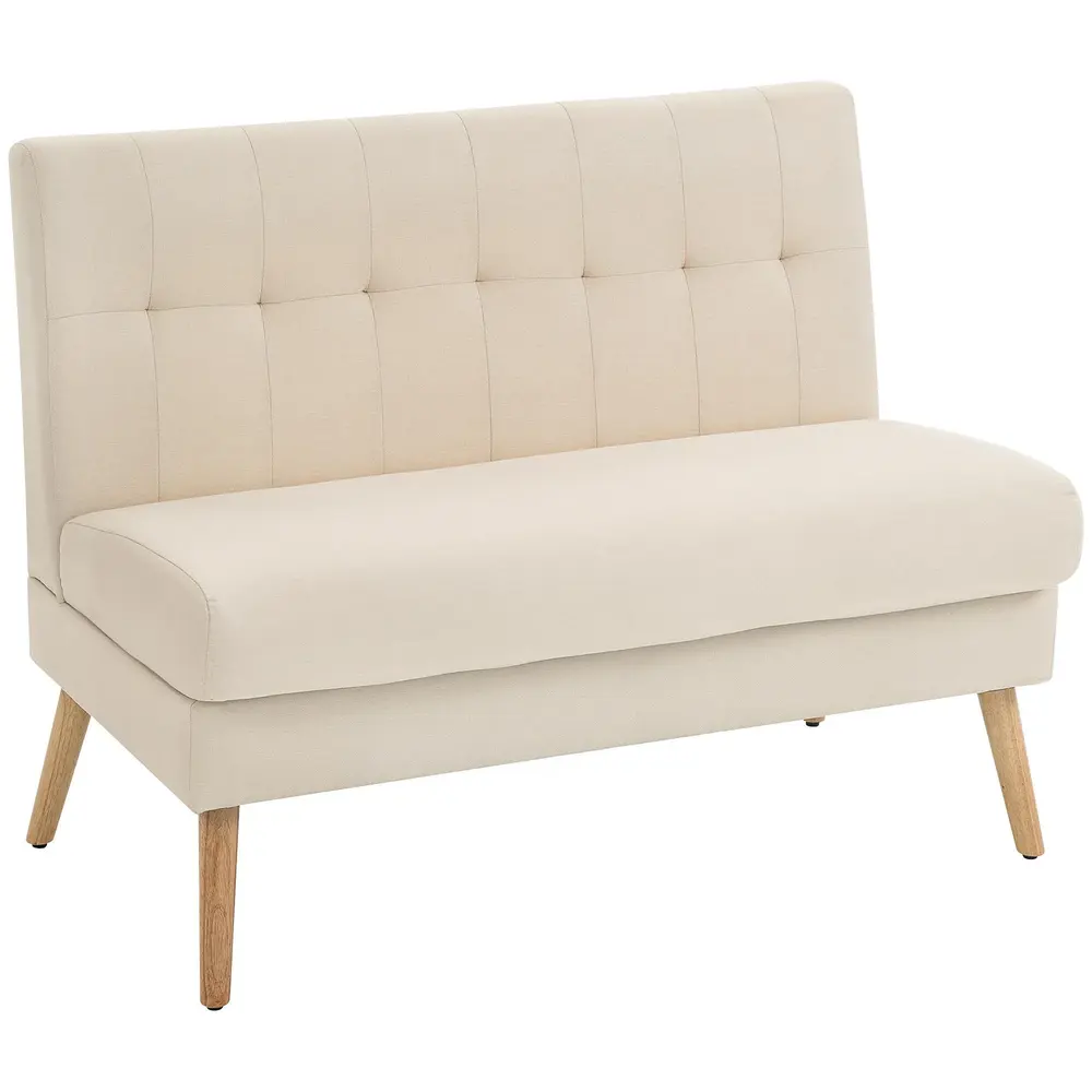 2-sits Soffa Tuftad Rygg Träben Tjock Stoppning