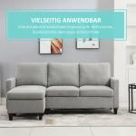 Hörnsoffa med Sovplats, 3-sits Soffa med Förvaring och Kuddar, L-formad, Tyg, Grå