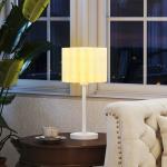 Bordslampa i Retrostil, Sänglampa med Plastskärm och Knappbrytare, Vit