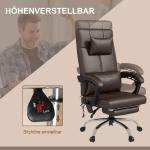 Kontorsstol med Massagefunktion, Ergonomisk Skrivbordsstol med Liggfunktion och Nackstöd, Höj- och Sänkbar, Brun