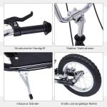 Sparkcykel med Handbroms 16 Tum, Robust Skoter för Barn med Stora Hjul, Säker Körning på Alla Underlag, Svart, 135 x 58 x 92-100 cm, 5 år+