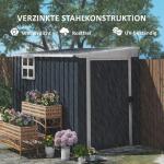 Verktygsbod Redskapsbod med Takfönster Mörkgrå av Metall för Bakgård och Uteplats Väderbeständigt Skjul med Låsbar Dörr 2,7 m² 128 x 231 x 181 cm