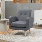 Accentstol i Skandinavisk Design, Knäppt Klädsel, Natur + Ljusgrå