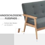 2-Sitsig Soffa i Linnetyg, Kompakt Tygsoffa med Träben, Bekväm Sittplats för Det Lilla Vardagsrummet, Grå, 115 x 66,5 x 73 cm