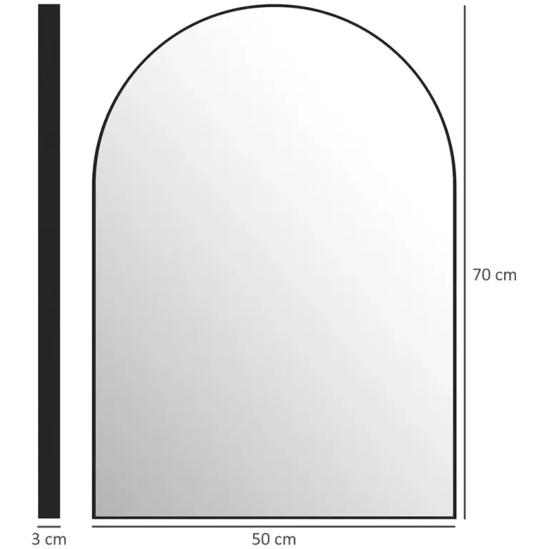 Badrumsspegel Väggspegel med Aluminiumram Svart 50 x 70 cm
