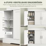 Köksskåp Skandinavisk Design med 4 Skåp, Glasdörrar och Ställbara Hyllor i MDF, Vit
