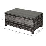 Sidobord i Konstrotting för Utomhusbruk, Väderbeständigt Soffbord för Balkong och Terrass, Praktisk Förvaring, Grå, 85 x 50 x 39 cm