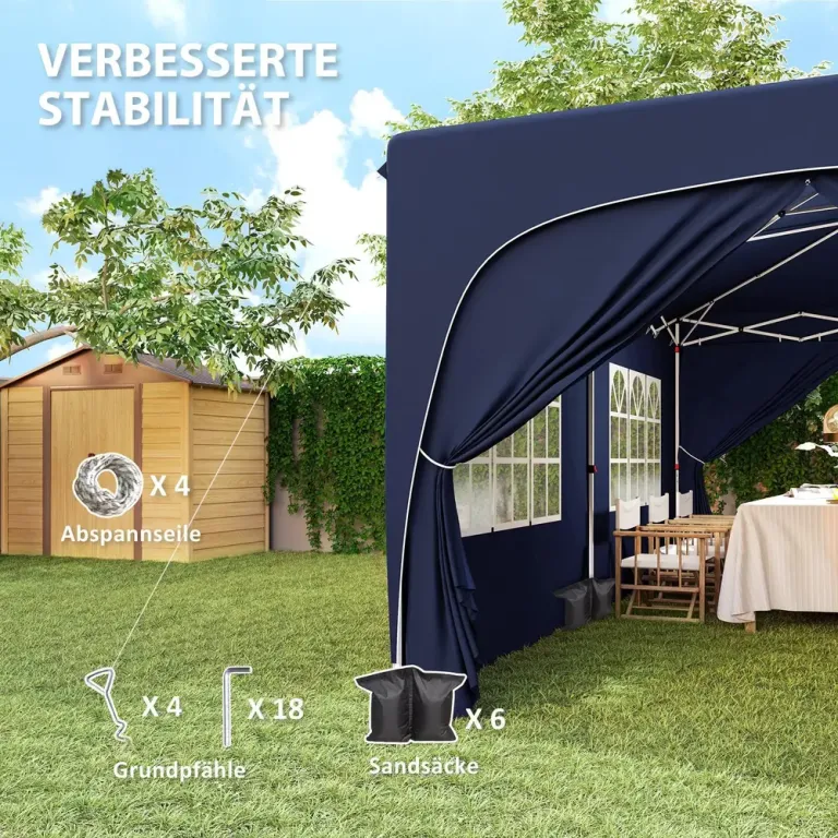 Trädgårdspaviljong Pop-up Partytält Vit av Polyester 3 x 6 m
