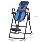 Hopfällbar Inversionsbänk, Ergonomisk Ryggbänk med Justerbart Stöd, Effektiv Ryggsträckare för Hemmafitness, Svart/Blå, 132 x 71 x 145 cm