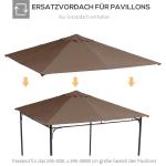 Ersättningstak Paviljong 2,93 X 2,93 M Paviljongkåpa Solskydd Polyester för Trädgård och Terrass Kaffe