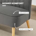 Soffa Loveseat 2-Sits Mörkgrå av Tyg med Linnelook och Trä för Vardagsrum Dubbelsoffa med Träben Lastkapacitet upp till 150 kg 117 x 56,5 x 77 cm
