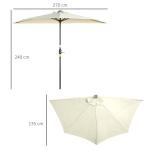 Parasoll Halvt Paraply Beige av Metall och Polyester för Balkong och Terrass med Vev och Solpanel LED Belysning Väderbeständigt 265 x 240 cm