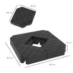 Parasollstativ Paraplyvikt 4-Delad Svart av HDPE för Fribärande Paraply Fyllbar Fot med Sand eller Vatten 20 kg