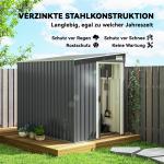 Redskapsbod i Metall med Pulpet-tak och Fundament för Trädgårdsförvaring Hållbar och Stabil Mörkgrå Stål 2,81 m² 154 x 206,5 x 181 cm