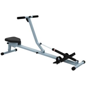 Roddmaskin med LCD Motionscykel Effektiv Hemmaträning Stål och PVC LCD Display Grå 130 X 47,5 X 67 Cm