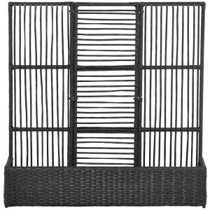 Blomsterlåda med Spaljé, Väderbeständig, Polyrattan, Svart, 103 x 103 x 29 cm