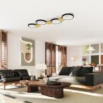 Taklampa LED Dimbar Svart och Guld Metall för Vardagsrum och Sovrum Modern Takarmatur med Fjärrkontroll och Justerbar Färg 38 W