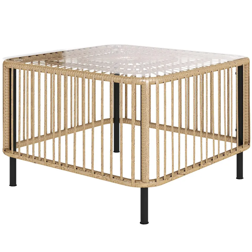 Sidobord Balkongbord med Glasskiva Natur av 65 x 65 Cm