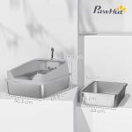 Stor Kattlåda Öppen Modell Grå Rostfritt Stål för Katter Upp till 12 kg Rymlig Toalett med Hög Kant och Spade Hygienisk Luktfri Design 70 x 50 x 30 cm