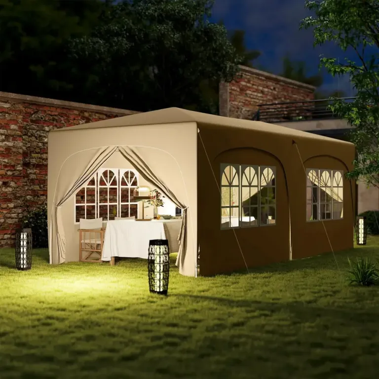 Trädgårdspaviljong Pop-up Partytält Sandfärgad 3 x 6 m
